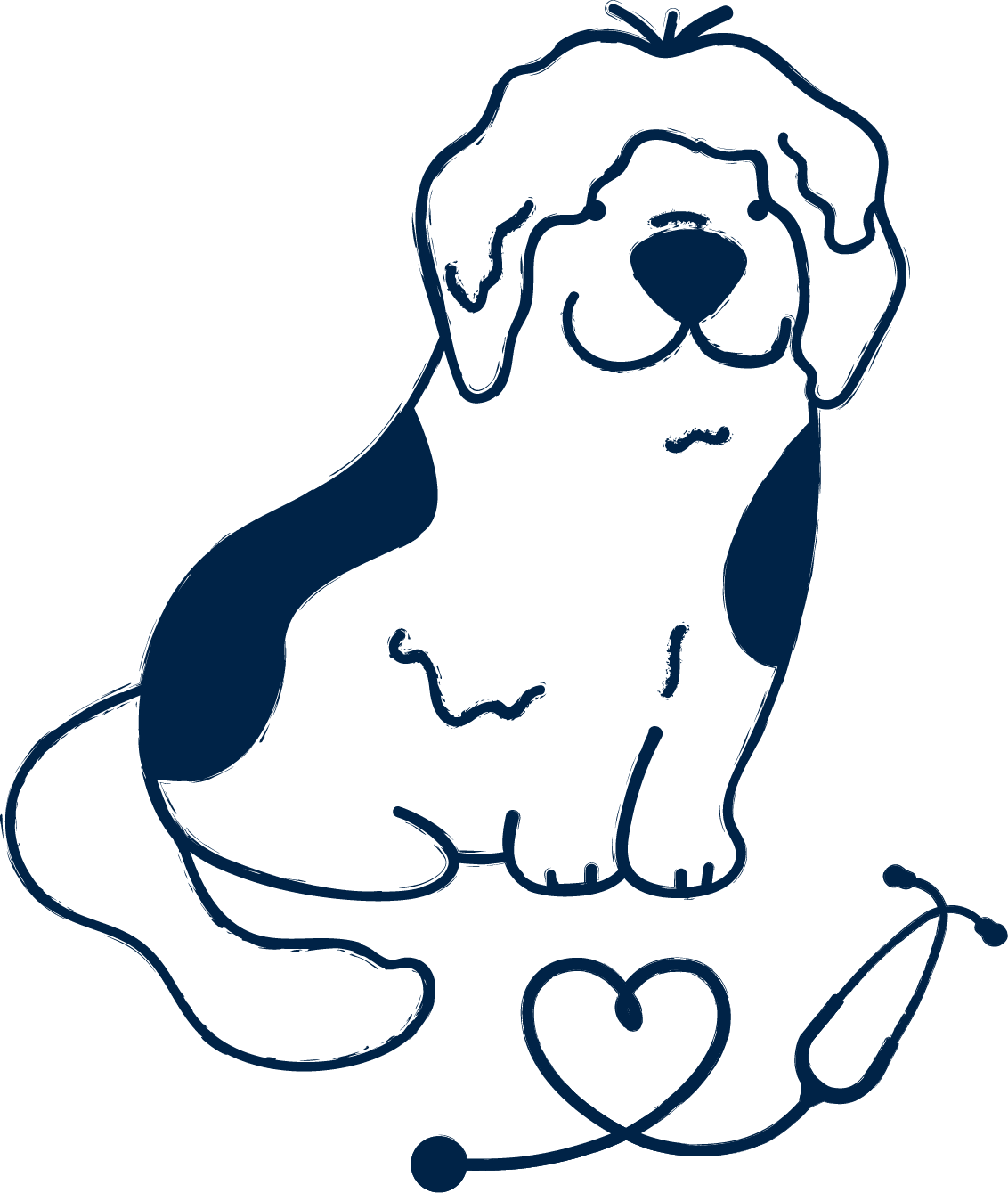illustration of shaggy dog with stethoscope