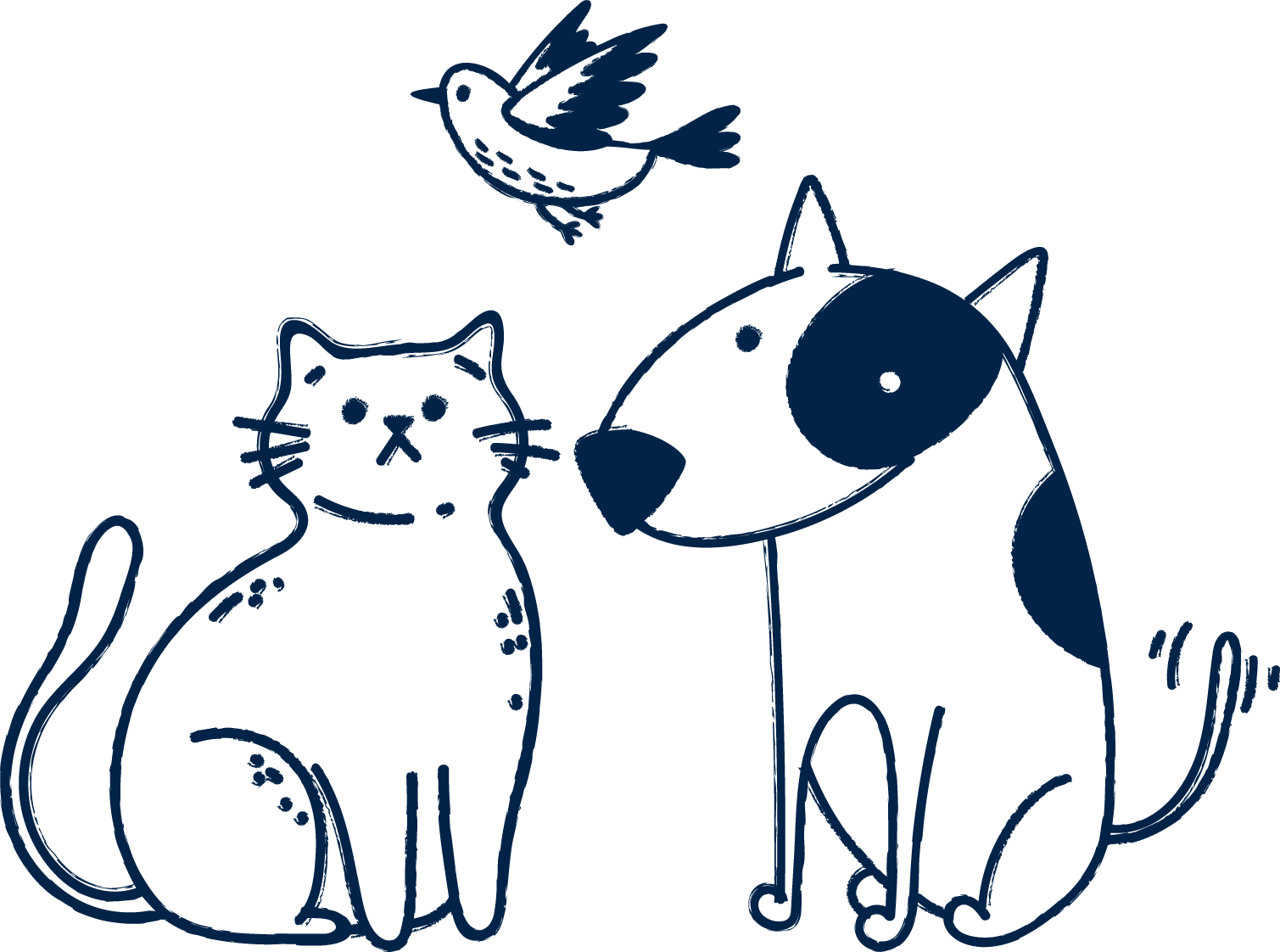 group of illustrated pets