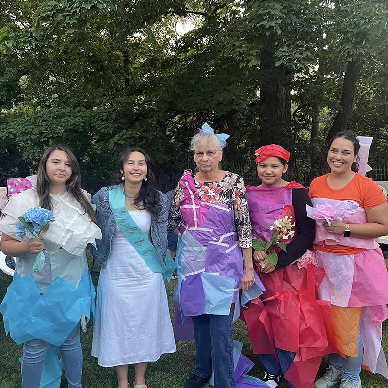 group photo after a bridal shower game