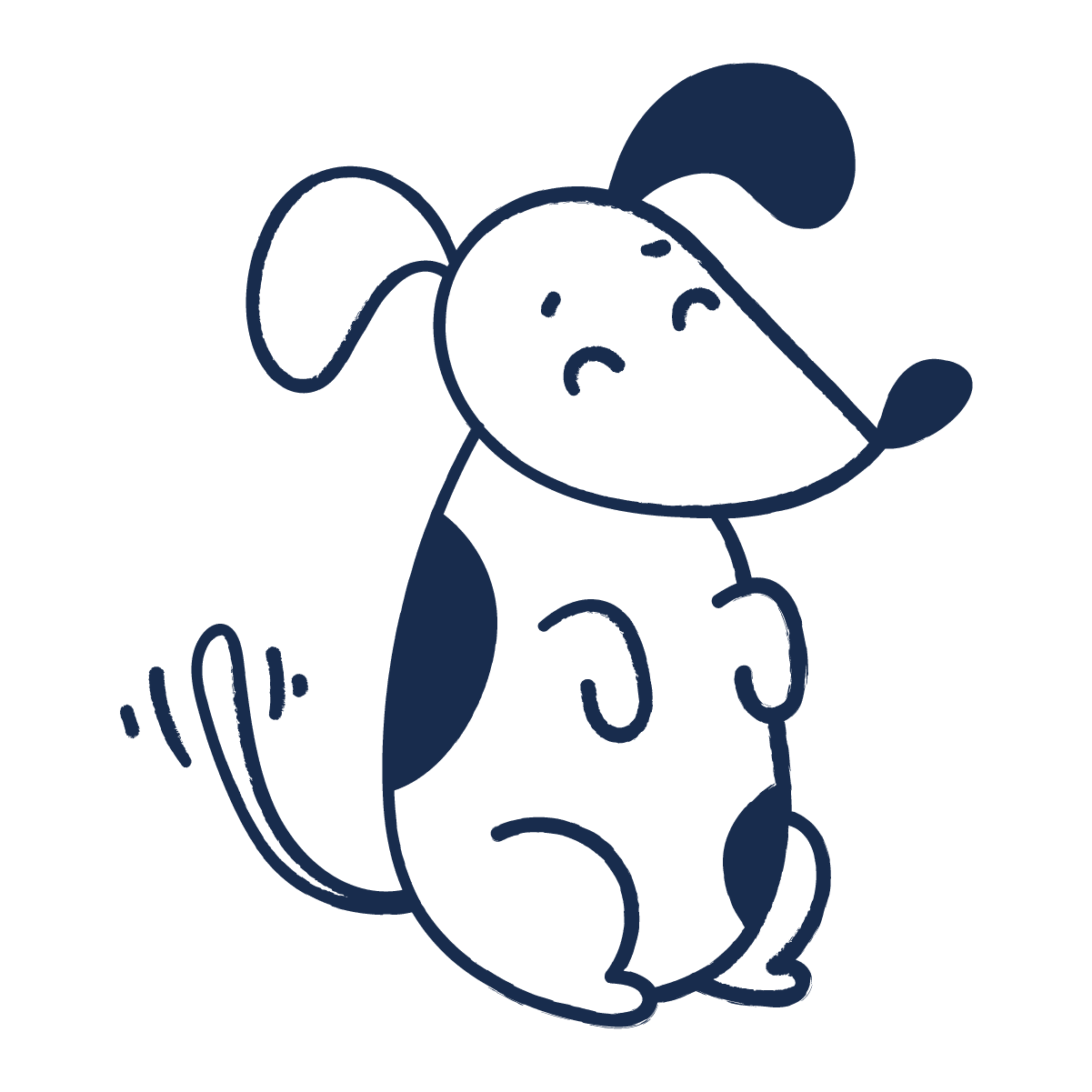 happy spotted dog wagging tail illustration