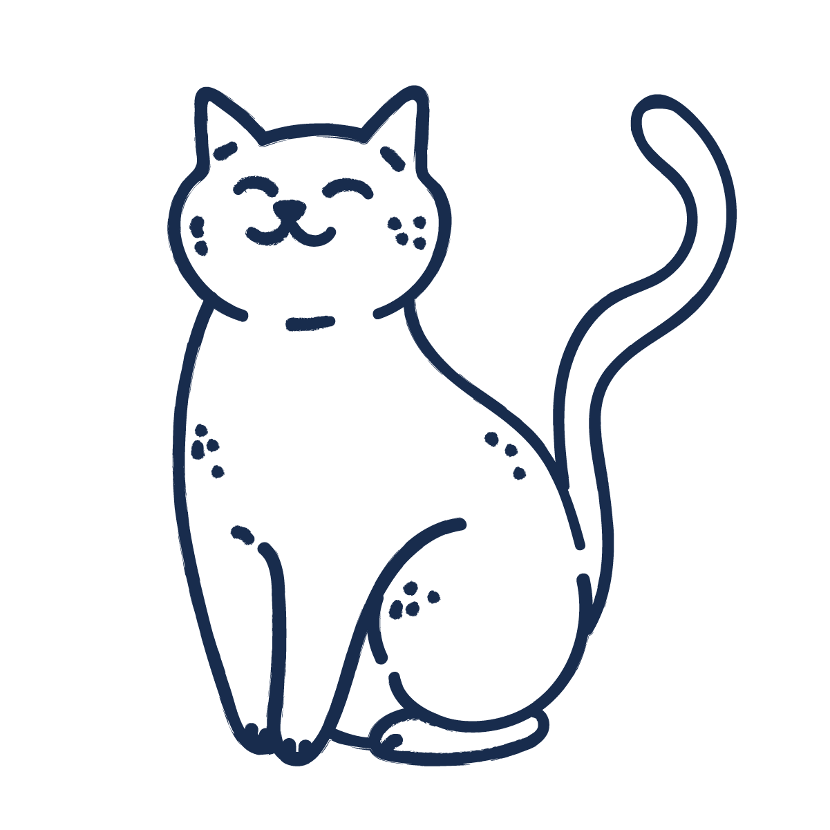 happy cat sitting and wagging its tail illustration