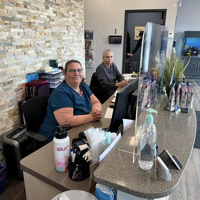 our team behind the lobby desk